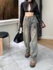 American 2000s Vintage Cargo Jeans Women High Waist Vintage Y2k Harajuku Denim Trousers Female Retro Fashion 90s Casual Wide Pants