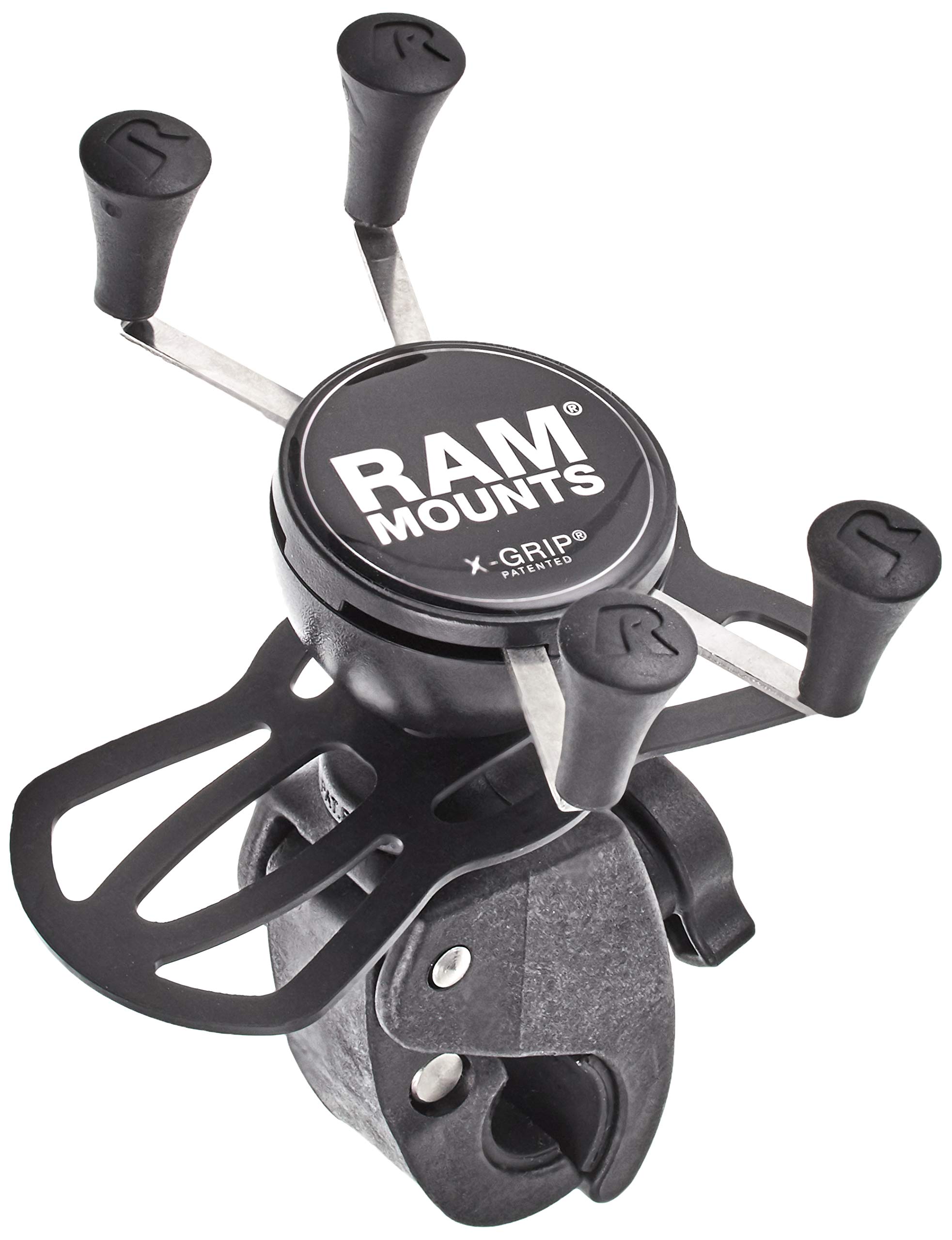RAM MOUNTS Прочный зажимной держатель для смартфонов с черным X-образным захватом и ремешком, (RAM-HOL-UN7-400U) чёрный