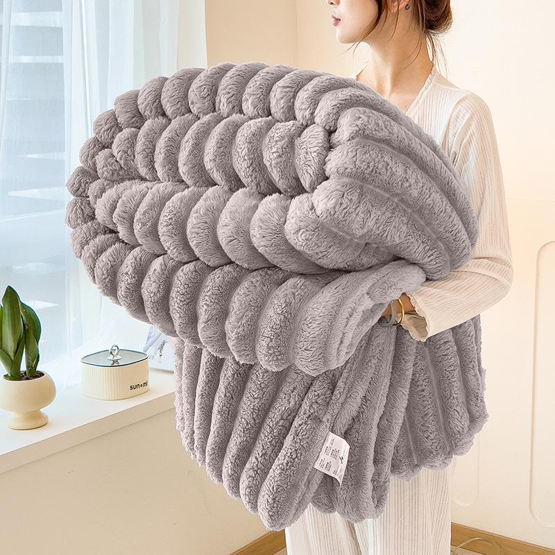 2025 Thick Double-Layer Faux Rabbit Fur Blanket for Winter