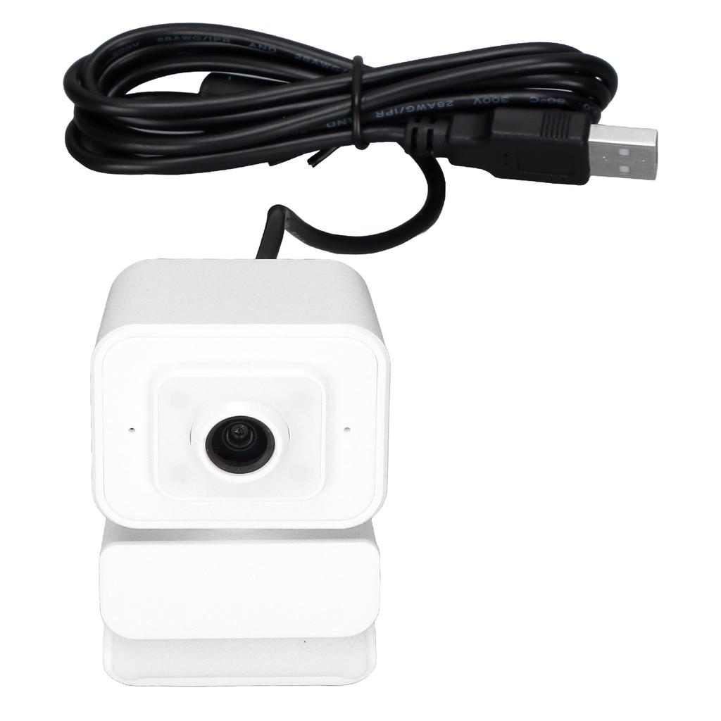 White Web Cam High Resolution 1080P 30fps 360 Degrees  Rotation USB Computer Webcam for Live Broadcast Online Class
