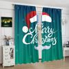 2 Pieces - Santa's Hat Christmas Print Curtain - Polyester Material - Suitable for Bedroom, Living Room, Study