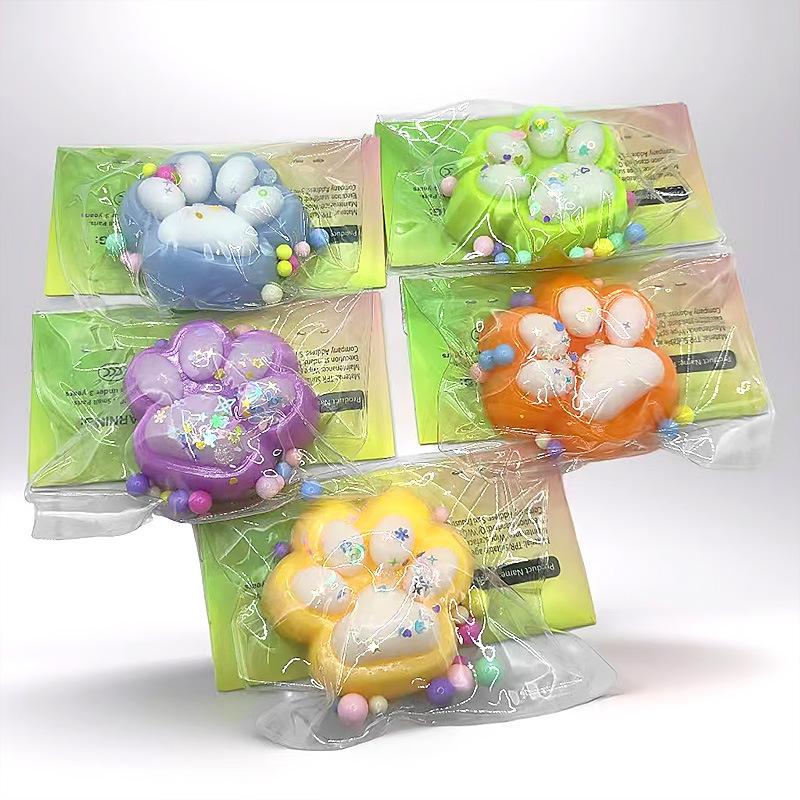 Cartoon Cute Flocking Cat Paw Soft Pinch Squeeze Toys Fun Kawaii Plush Paw Adult Decompression Children Stress Relief Toys Gifts