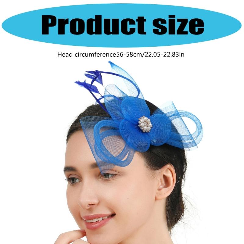 French Feathered Flower Fascinator Hair Clip For Women Elegant TeaParty Wedding Derby Cocktails Event Photography Props