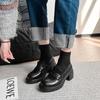 Retro Thick Heel Korean Version of Small Leather Shoes for Women In Spring and Summer 2025, New One-pedal Simple Black Loafers, Single Shoes for Women