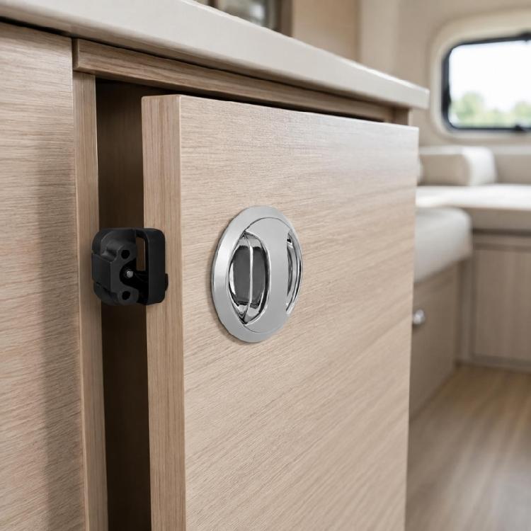 Replacement Motorhome Cupboard Knob Lock Hardware with Stainless Steel Trim for Interior Door Closure Support Projects and Service