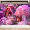 Fantasy Wonderland Jungle Mushroom House Fairy Tale Magic Photography Background Children's Birthday Party Decoration Background