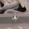 Boho Fashion Heart Shape Pendant Necklace Inlay Imitation White Opal Pendant Necklace for Women Girl Wedding Party  Gifts