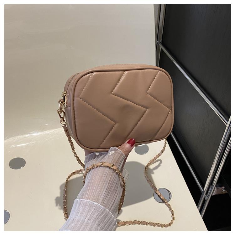 Solid color casual autumn casual 2025 new fashion simple embroidery thread trend chain crossbody shoulder small square women's bag