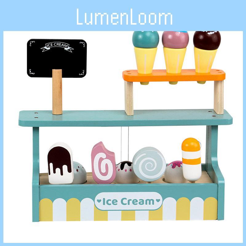 Wooden Ice Cream Shop Play Set With Realistic Design For Kids Imaginative Role Play
