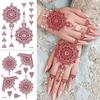 Lace Tattoo Sticker: Brown-Red Henna-Inspired Temporary Tattoo