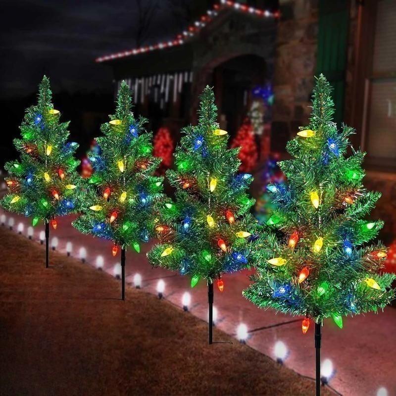 Outdoor Solar Christmas Tree Lights Waterproof LED Garden Lamps For Lawn Patio Landscape Decoration Party Decor