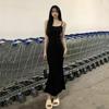 Black suspender dress women's summer base inner skirt tight hip skirt medium and long fishtail mom skirt
