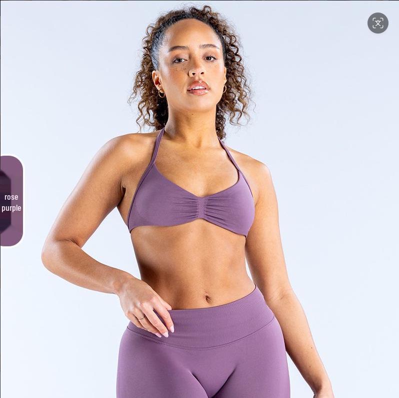 Women's Halter Neck Sports Bra and Shorts Set - Yoga Fitness One-Strap Design