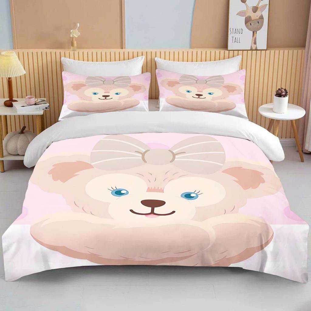 10 Size Disney Duffy and Friends Printed Bedding Set Cartoon Microfiber Bed Set Pillowcase Adult Bed Cover Bedroom Bed Set Duvet