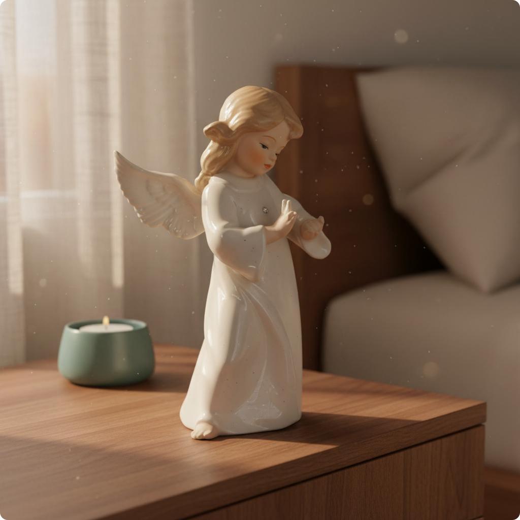 4 Pieces Ceramic Angel Figurine Cute Angel Figurine Cherub Sculpture Gift Home Decor Creative for Girls, Shelf Display