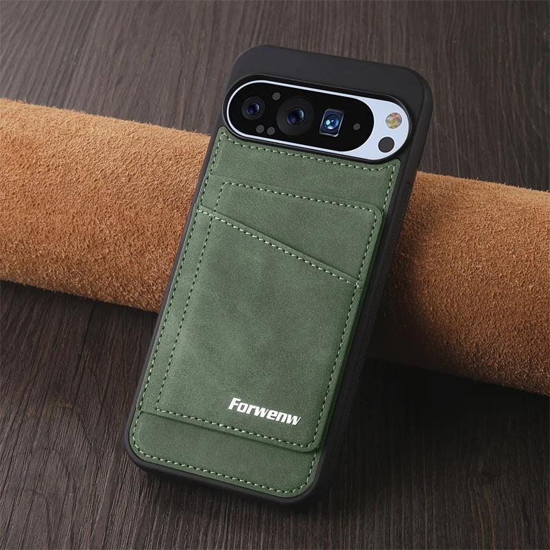 

Luxury Leather Cards Solt Wallet Case For Google Pixel 9A 9 9Pro XL 8 8Pro 8A Card Holder Shockproof Back Business Bag Cover For Pixel 8A