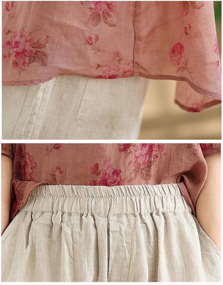 2025 Korean Style Plus Size Slimming Retro Shirt & Casual Cotton-Linen Pants Set for Women