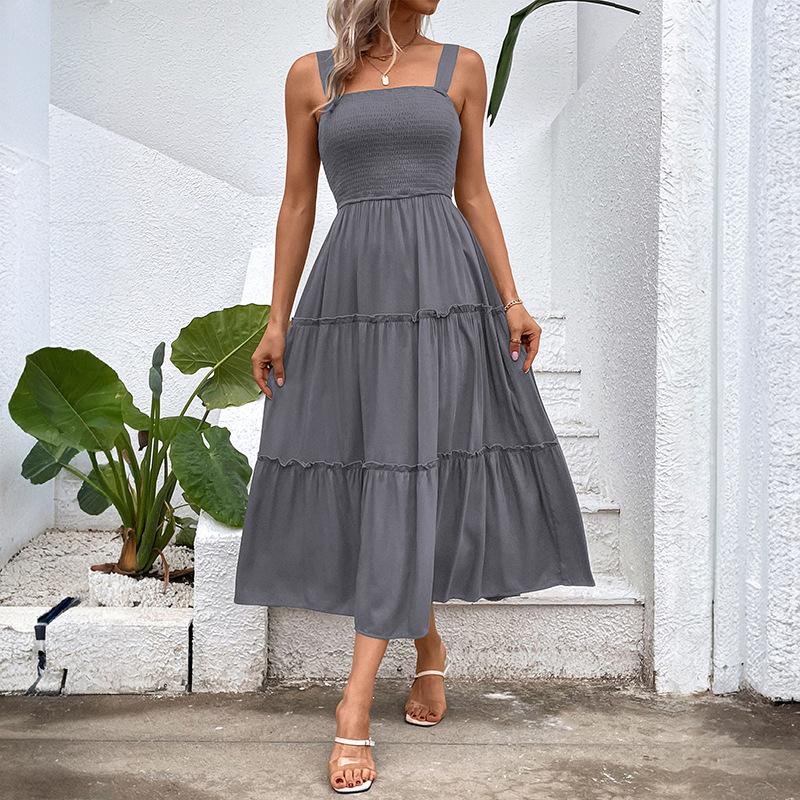 Amazon Foreign Trade Splicing Skirt Summer Cross-border Women's Clothing Europe and the United States Popular To Win Suspender Sleeveless Dress