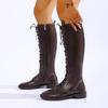 European beautiful women's boots women's high boots square heel knight boots autumn and winter solid color new belt buckle