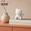Nightstand Fortune Cat Statue 3D Printed Luck Statue, Cute White Maneki Figurine, Matte Mini Ornament for Home Desk Bedroom Decor, Holiday