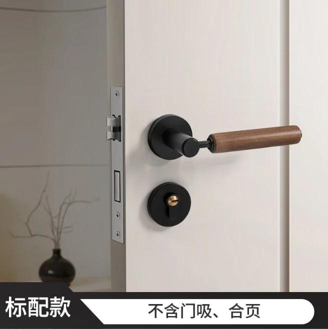 

Дверной замок из ореха Ручка-бревно Замок для внутренней спальни, тихая комната Массив дерева Магнитное притяжение Новая китайская дверь с текстурой дерева