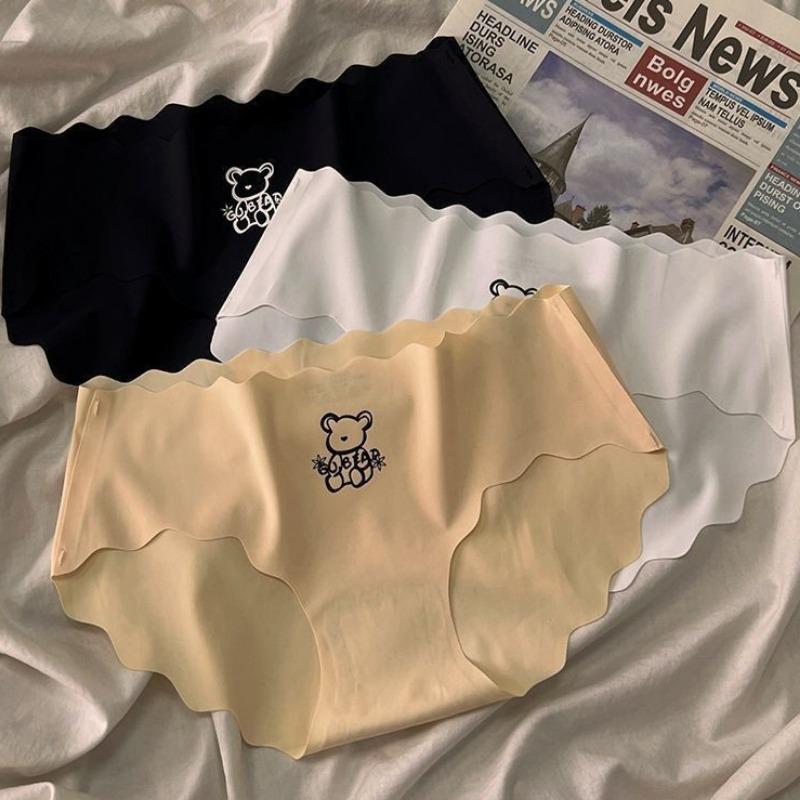 Damskie cienkie falowane bezszwowe majtki z jedwabiu lodowego oddychające szybkoschnące wzory drukowane z czystej bawełny w kroku damskie majtki