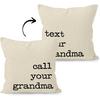 Call Text Your Grandma Reversible Linen Throw Pillow Covers 18 X 18 Inch, Grandchildren Freshman Graduation Gifts Decorative Pillow Covers for