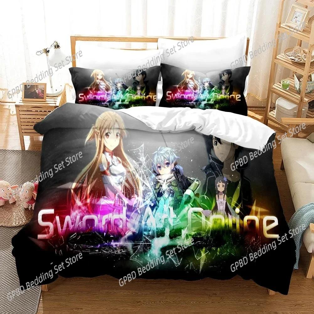 Sword Art Online Pattern 3D NEW Duvet Cover Pillowcase Bedding Set Adult Girl Bedroom Decoration Children Single Double Large