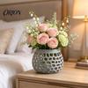 Decorative Table Centerpiece 3D Printed Hollow Vase, Modern Geometric Flower Container, Minimalist Desktop Organizer for Dried Flowers Niche Interior