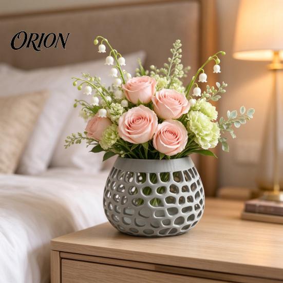 Decorative Table Centerpiece 3D Printed Hollow Vase, Modern Geometric Flower Container, Minimalist Desktop Organizer for Dried Flowers Niche Interior