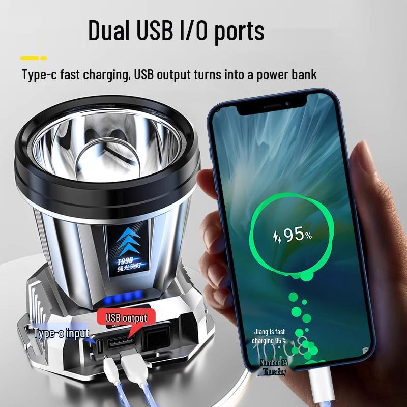 Rechargeable Ultra-Bright Waterproof LED Headlamp with Long-Range Sensor and Extended Battery Life for Night Fishing and Mining