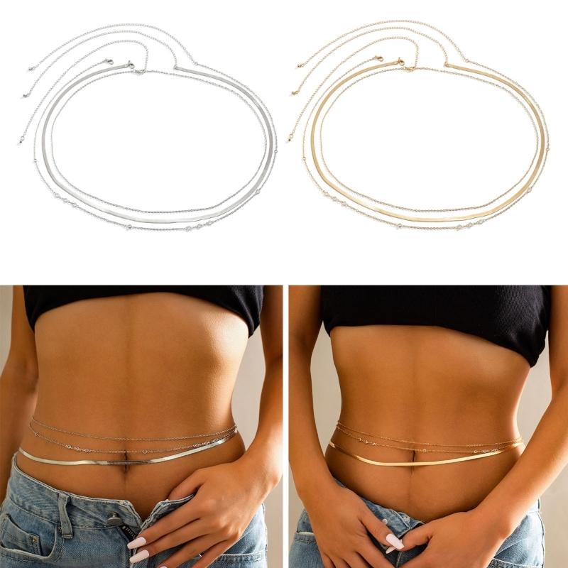 Versatile Multi Layer Snake Chain Waist Belt Stylish Women's Belly Chain Body Jewelry for Casual and Formal Attire