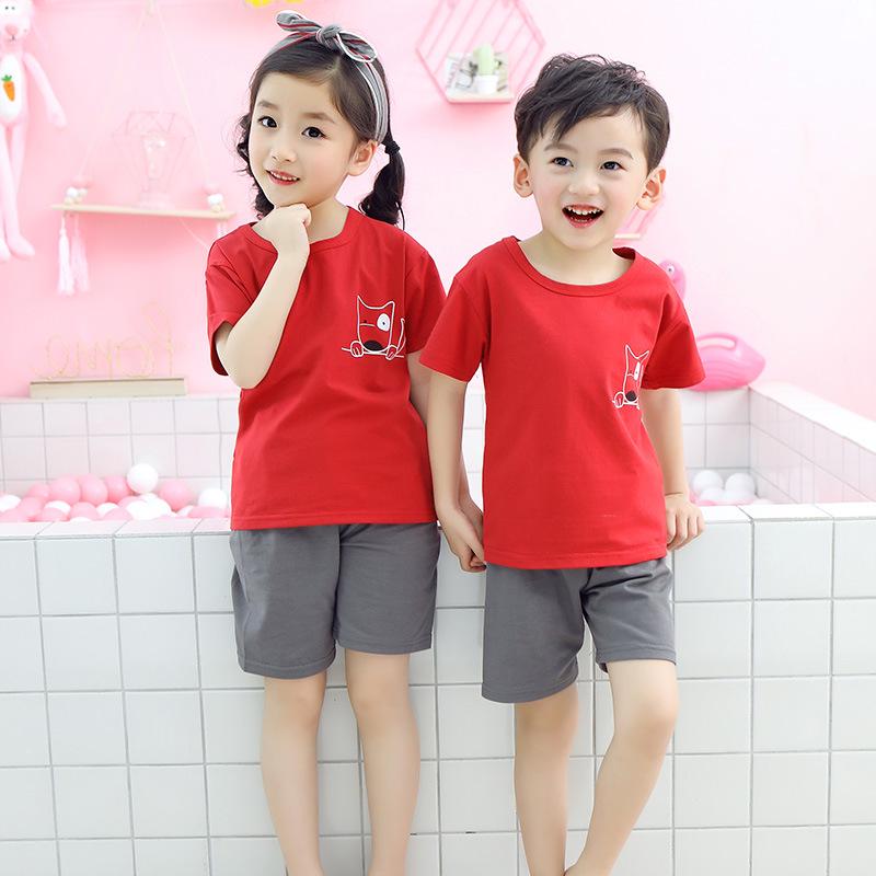 

Детский летний хлопковый комплект с коротким рукавом - футболка с шортами для мальчиков и девочек 100cm