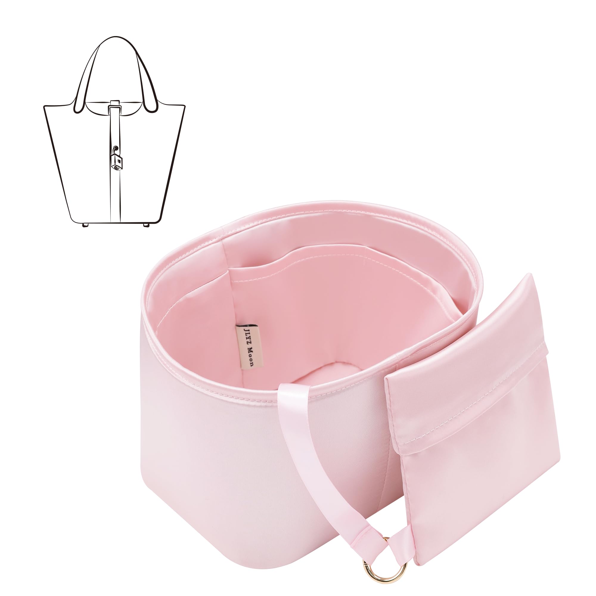 

JLYZ Moon Picotin Внутренняя сумкаСумка-в-сумке Набор (В комплекте органайзер-сумка и мешочек для хранения) - Премиальная атласная ткань, Совместима с Picotin 18PM (розовый)