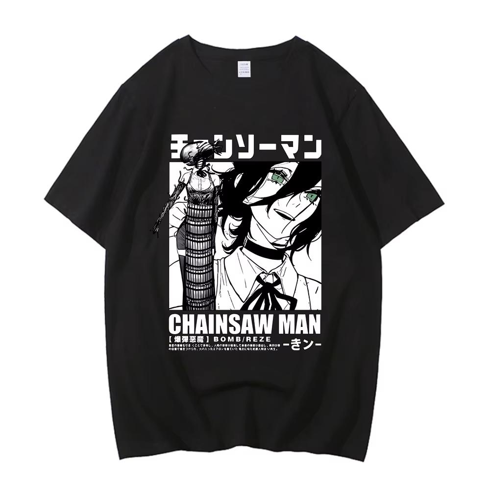 Chainsaw Man Reze Mitaka Asa Tee Anime High Quality Cotton Short Sleeved T-shirt Men Women Summer Casual Street S