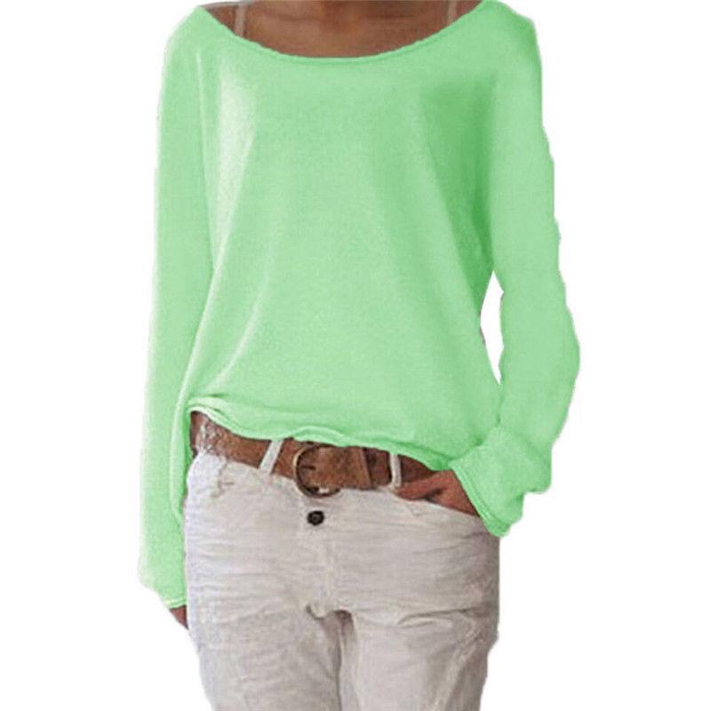 T-shirt in Cotone da Donna con Girocollo Manica Lunga Vestibilità Casual Morbido Comfort