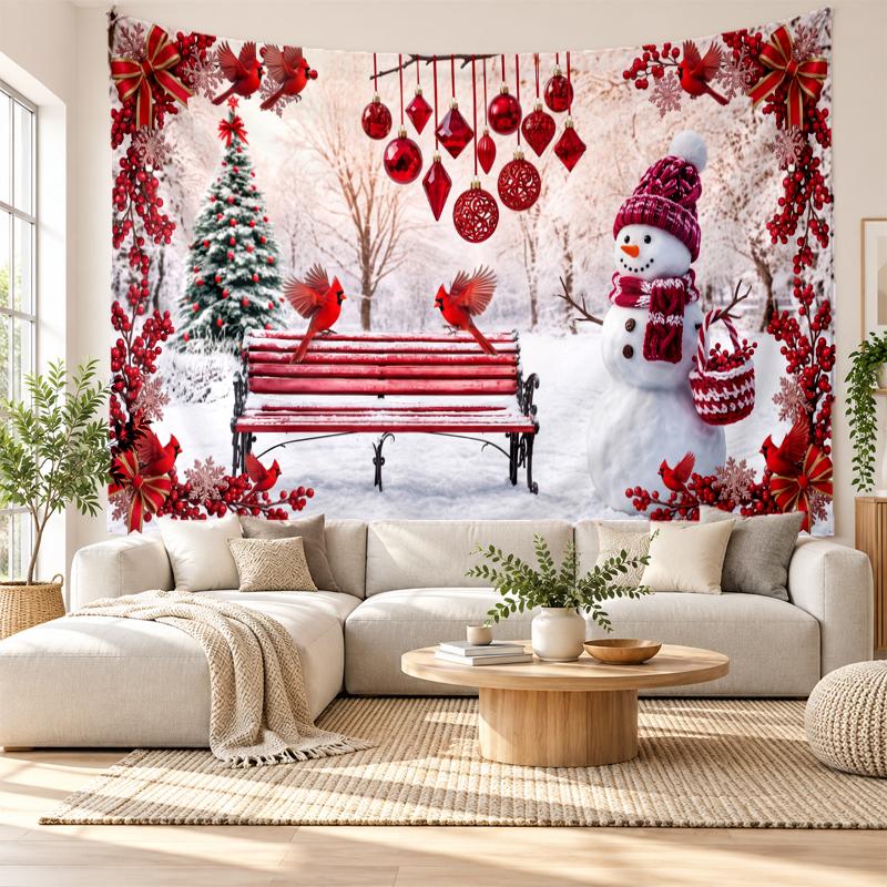 Weihnachtlich bedruckter Wandteppich für Schlafzimmer Wohnzimmer Wanddekoration Feiertagsgeschenk