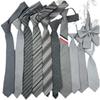 Stripe Gray Horizontal Tie Neck Flower Adults School Casual Decoration Attire