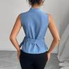 European-American Style Sleeveless Summer 2025 Slim Fit Tie-Up Cardigan Blouse for Women