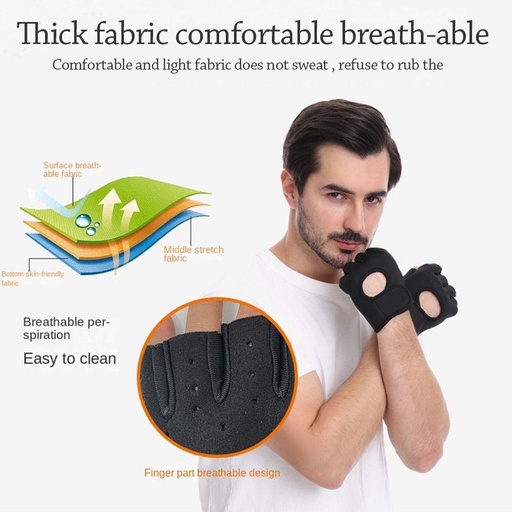 Hollow Back Fitness Gloves Breathable Fitness Gym Mittens Half Finger  Women Men