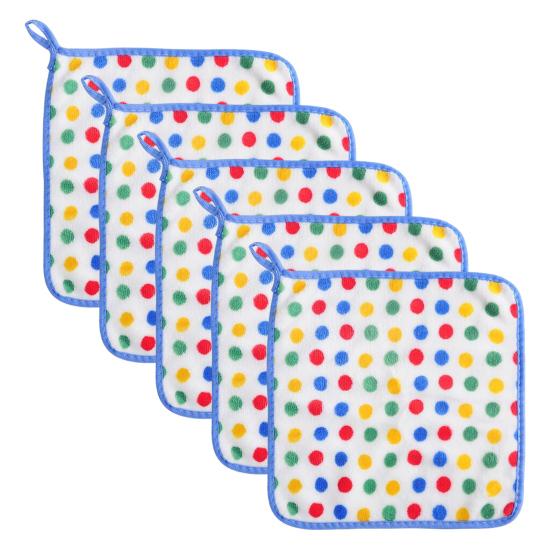 5Pcs Dish Towel Rainbow Dot Coral Velvet Rags Super Soft Absorbent Microfiber Towels Kitchen Drying Hands Tableware