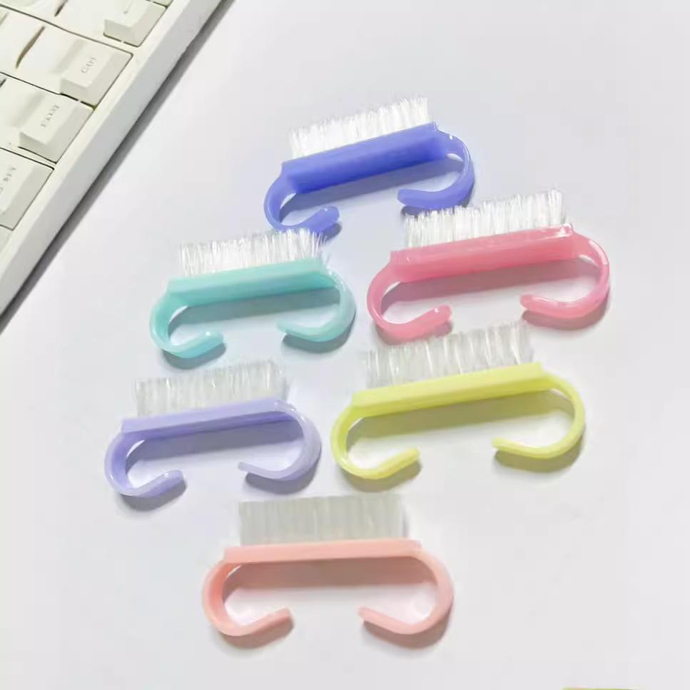 Macaron Colored Nail Dust and Cleaning Brush for Nail Art