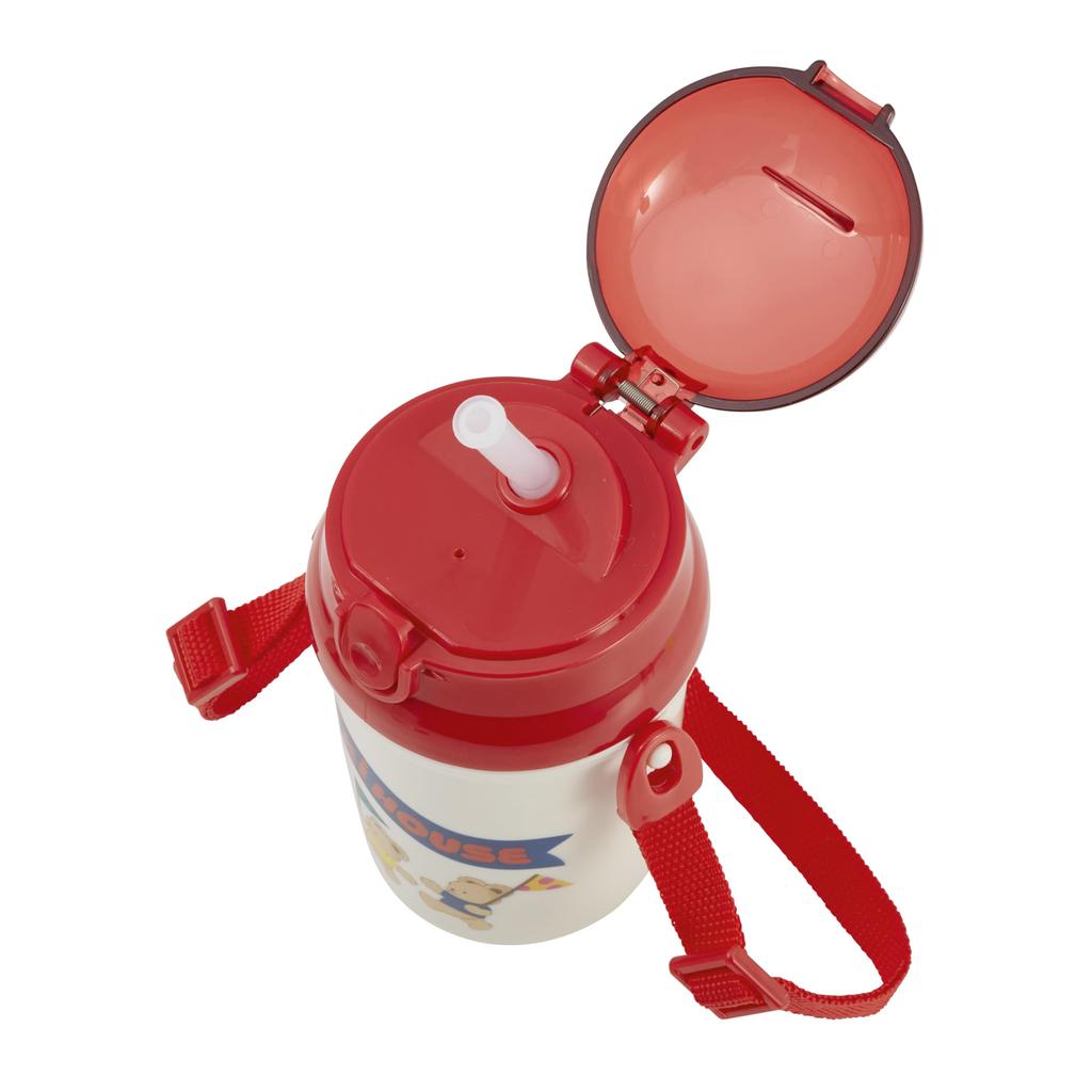 Pahar cu Pai 340ml Sticlă de Apă cu Pai Ursuleț Fabricat în Japonia Sigur pentru Mașina de Spălat Vase Băieți Fete Bebeluș Copii Grădiniță Creșă Îmbrăcăminte Roșu [Miki House]