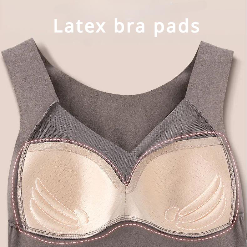 Winter Women's Velvet Thermal Vest Sleeveless Thermal Underwear with Bra Pads Sleeveless Bottoming Shirt Fleece Undershirt with Bra Pads