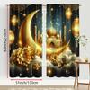 2PCS Gilded Islamic Theme Festival Curtains   Dreamy Luxury Style   Bedroom and Living Room   Drawbar Pocket Decoration