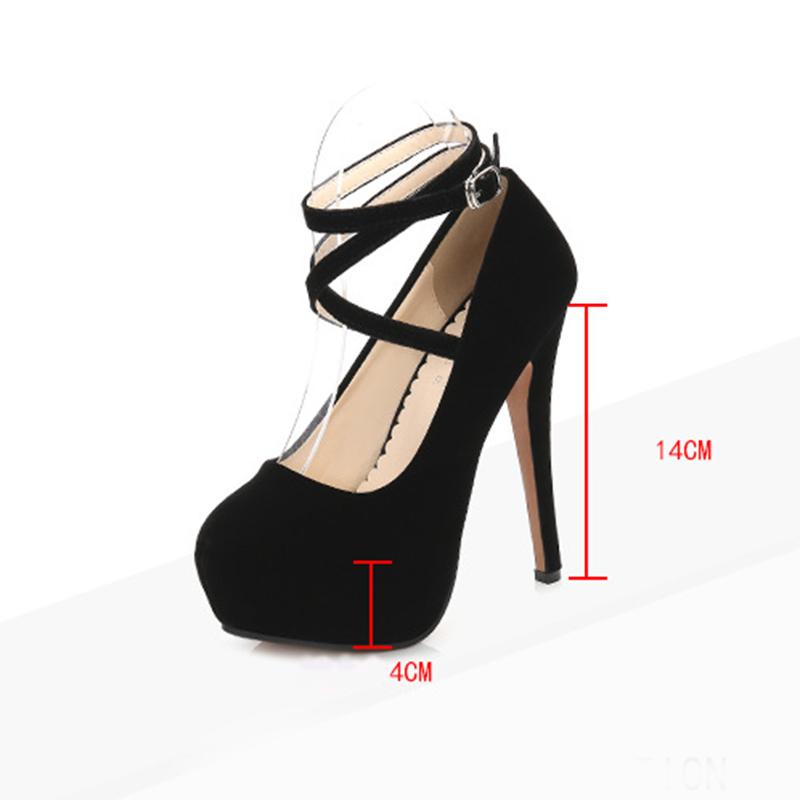 Fashion Elegant Woman Heeled Shoes Platform Fish Mouth Single Shoes Red Black Thin High Heels Ladies Shoes Sexy Ankle Cross Strap Pumps