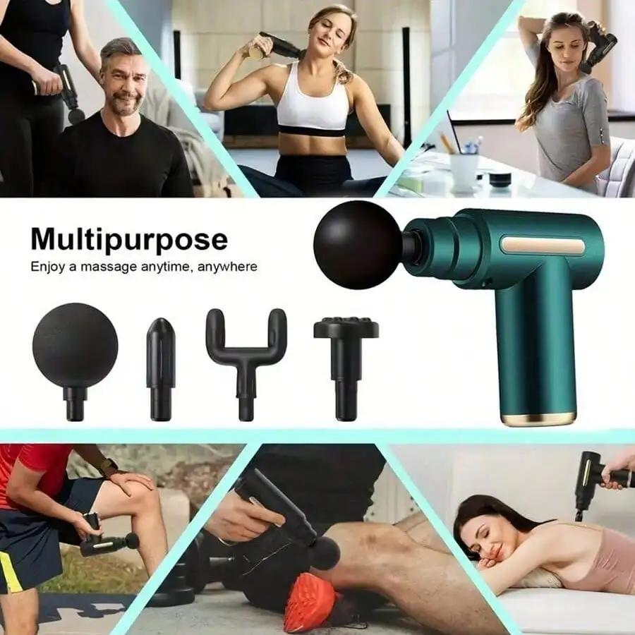 High-Power Muscle Relaxer - Rechargeable Deep Tissue Massage Gun With 4 Heads For Full Body Relief,Plastic Family-Grade
