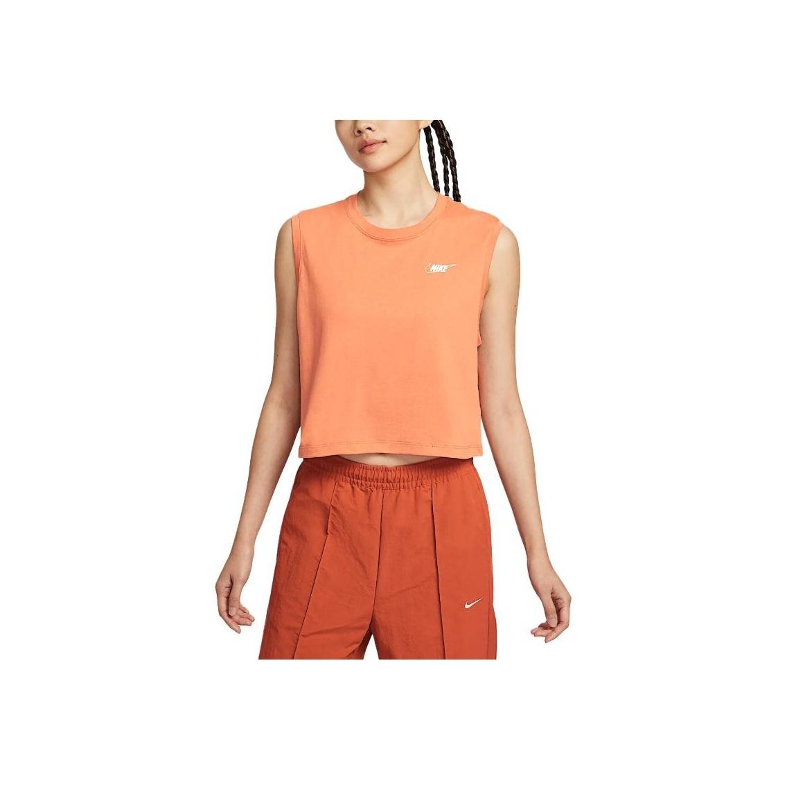 

Nike Спортивная одежда Клуб Модный Универсальный Удобный Без рукавов Круглый вырез Дышащая Футболка Женские Топы Мягкий Оранжевый HF9532-828 XS