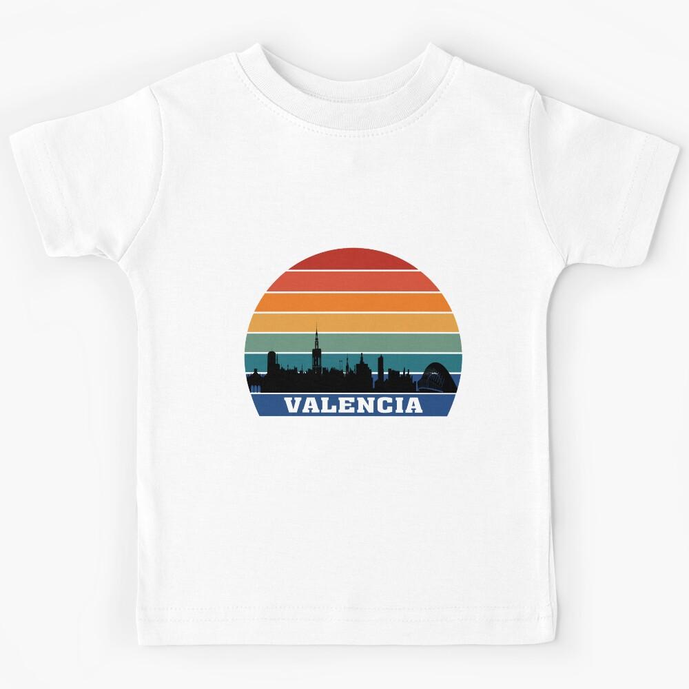 Valencia Skyline Silhouette Souvenir Spain Flag Kids T-Shirt 130