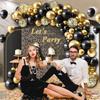 Anniversary Opening Engagement Wedding Black Gold Balloon Chain Set Birthday Wedding Decoration Balloon Chain Arch Background Wall